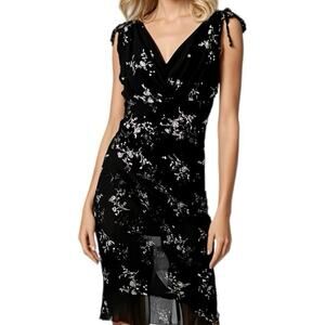VTG Y2K Black Floral Midi Dress CANDY ROCKET Whimsigoth FairyCore Babydoll Sz S
